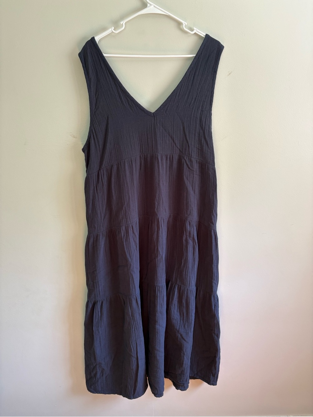 Quince Organic Cotton Tiered Gauze Maxi Dress Navy - Picture 4 of 9
